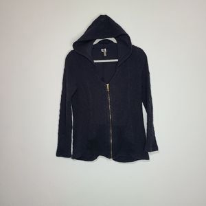 XCVI Deep V Zip-up Hoodie Sweater